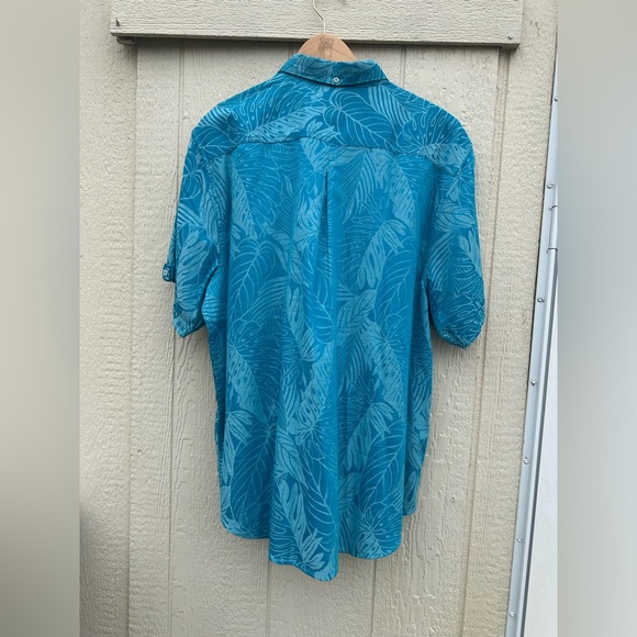 Tommy Bahama Firenze Fronds Floral Camp 100% Cotton Men XL Shirt Aqua Blue - Picture 8 of 11